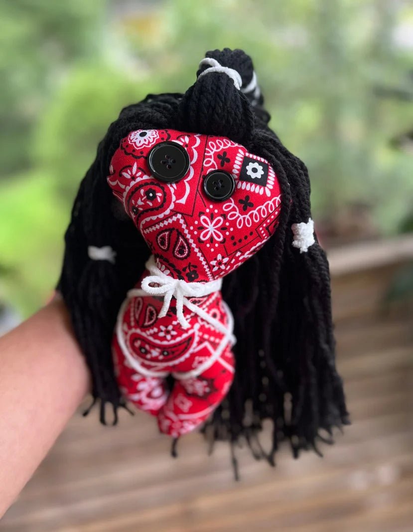 Red Bandana Poppet Doll: Misfit Goddess Decor, 7 - Inch - Lumiren The Haunted Cottage