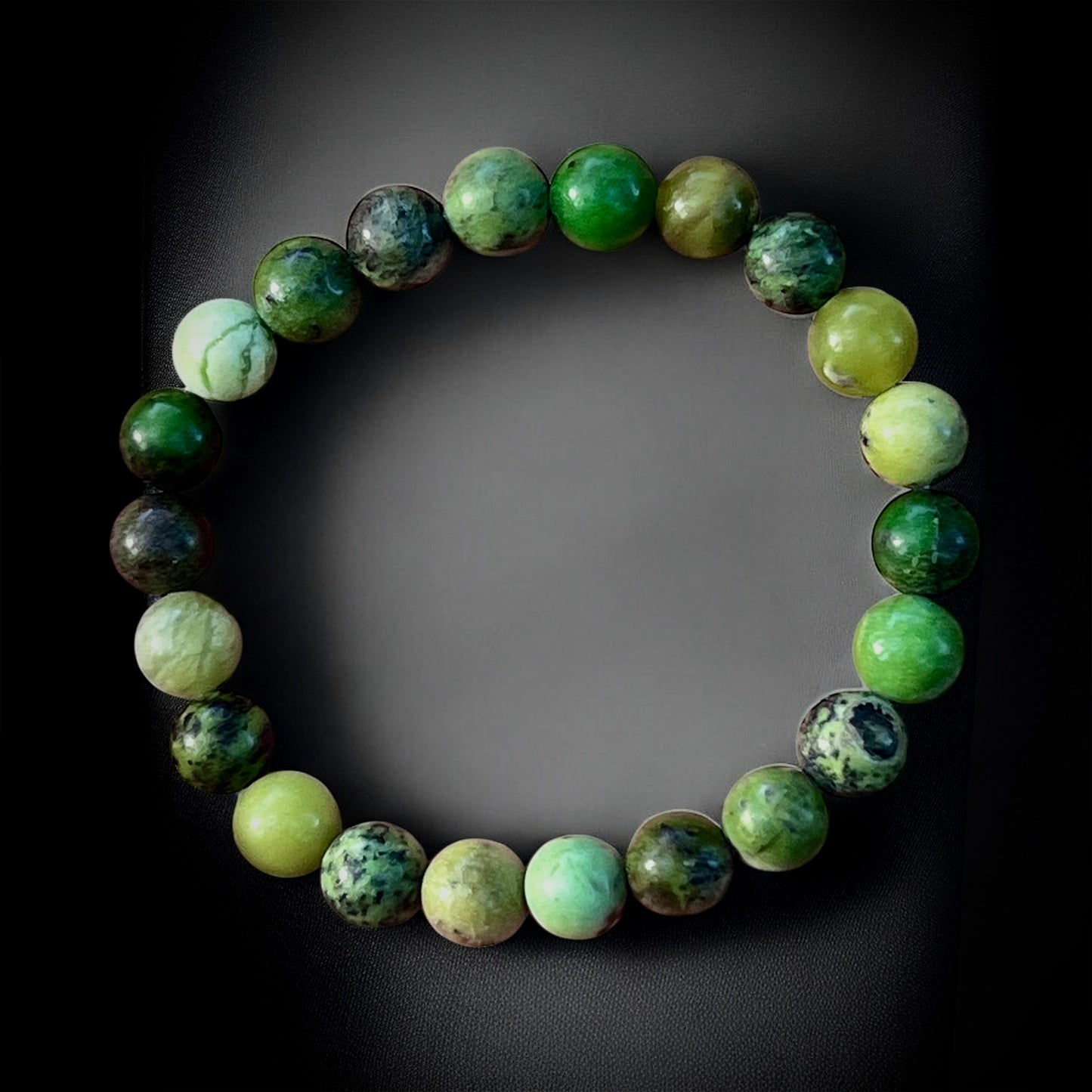 Natural chrysoprase crystal bracelet for abundance, prosperity, and positive energy.