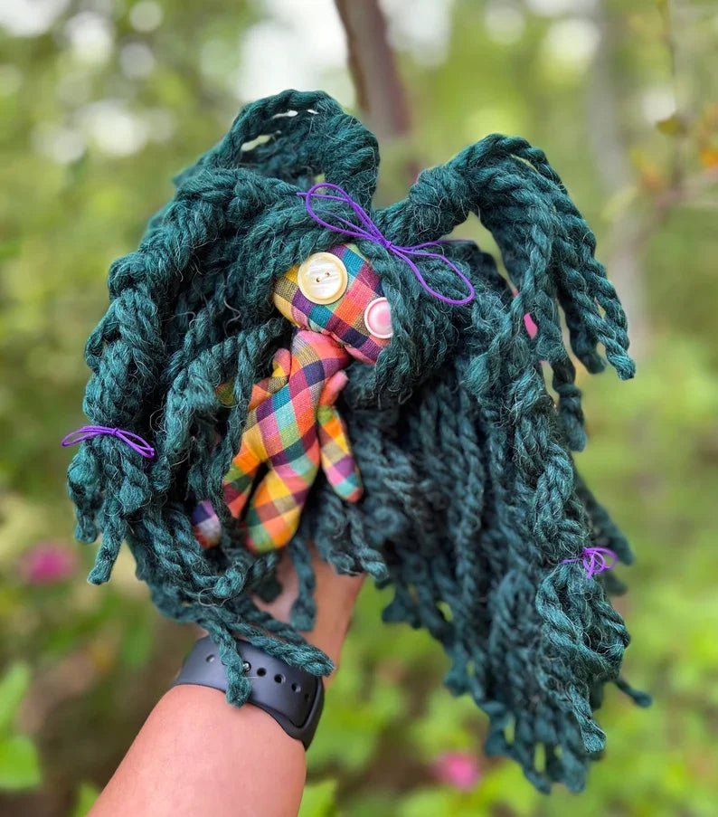 Candy – Handmade Voodoo Poppet Doll • One - of - a - Kind Companion • Witchy Décor • Restyleable Yarn Hair - Lumiren The Haunted Cottage