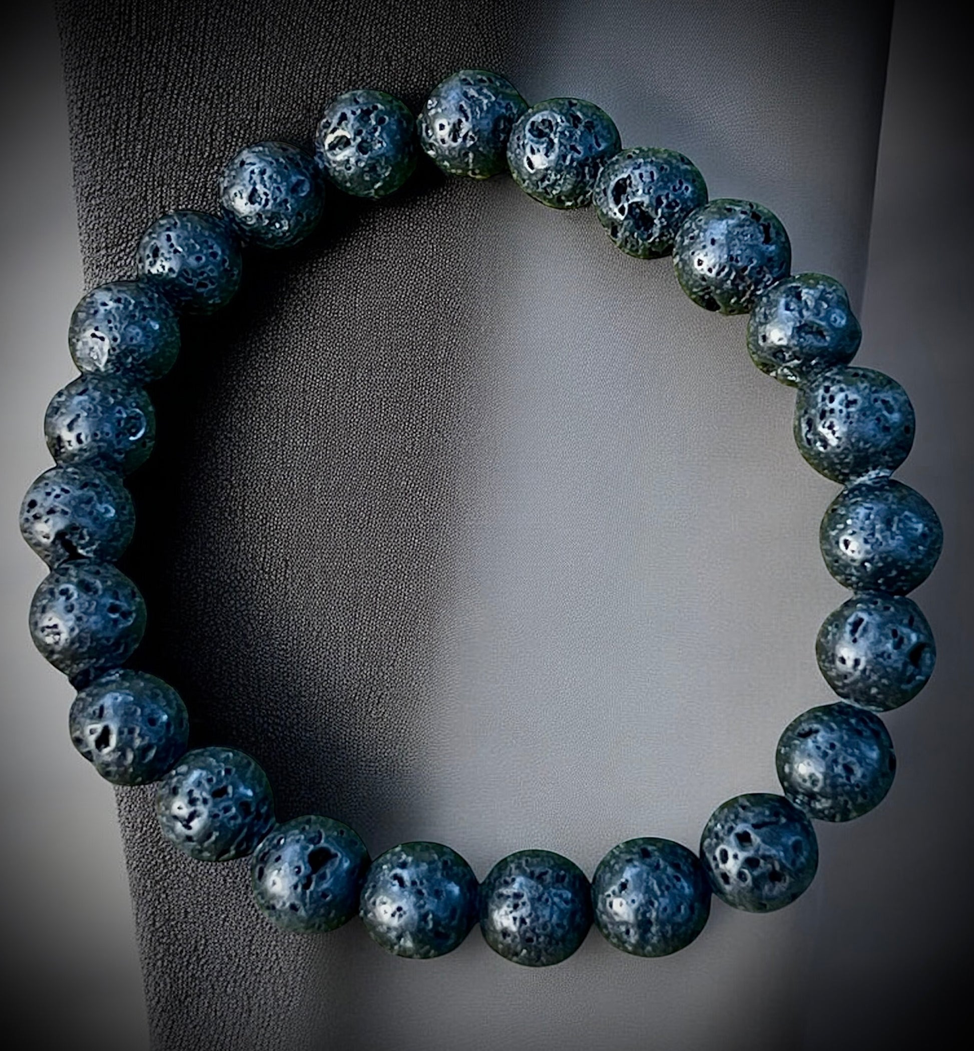 Natural lava stone bracelet for grounding, protection & inner strength.