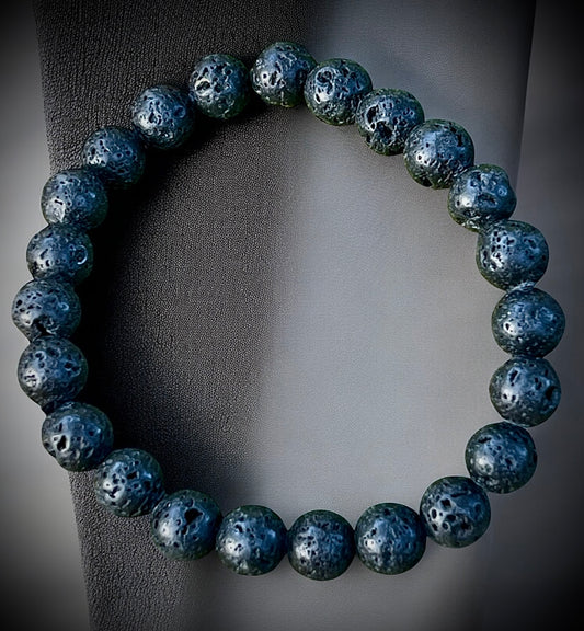 Natural lava stone bracelet for grounding, protection & inner strength.
