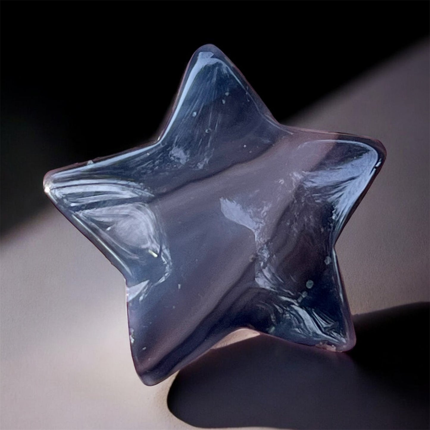 Powerful black agate star crystal for protection, grounding & shadow work. healing stone