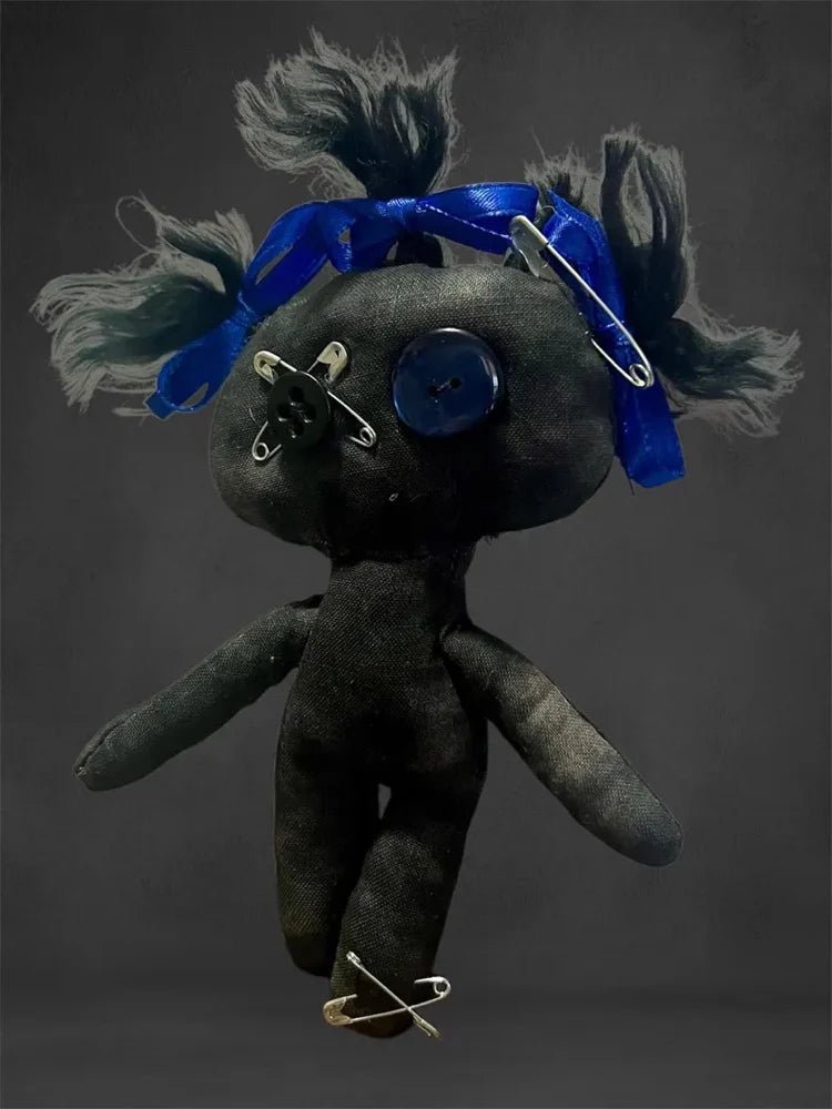 “Blue” – Misfit Mini Poppet Doll • Handmade Spirit Companion • One - of - a - Kind • Witchy Altar Décor - Lumiren The Haunted Cottage
