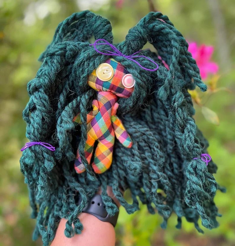 Candy – Handmade Voodoo Poppet Doll • One - of - a - Kind Companion • Witchy Décor • Restyleable Yarn Hair - Lumiren The Haunted Cottage