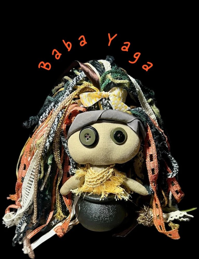 Baba Yaga Poppet Doll – One - of - a - Kind Handmade Spirit Guardian • Slavic Folklore Witch • Haunted Cottage Decor - Lumiren The Haunted Cottage