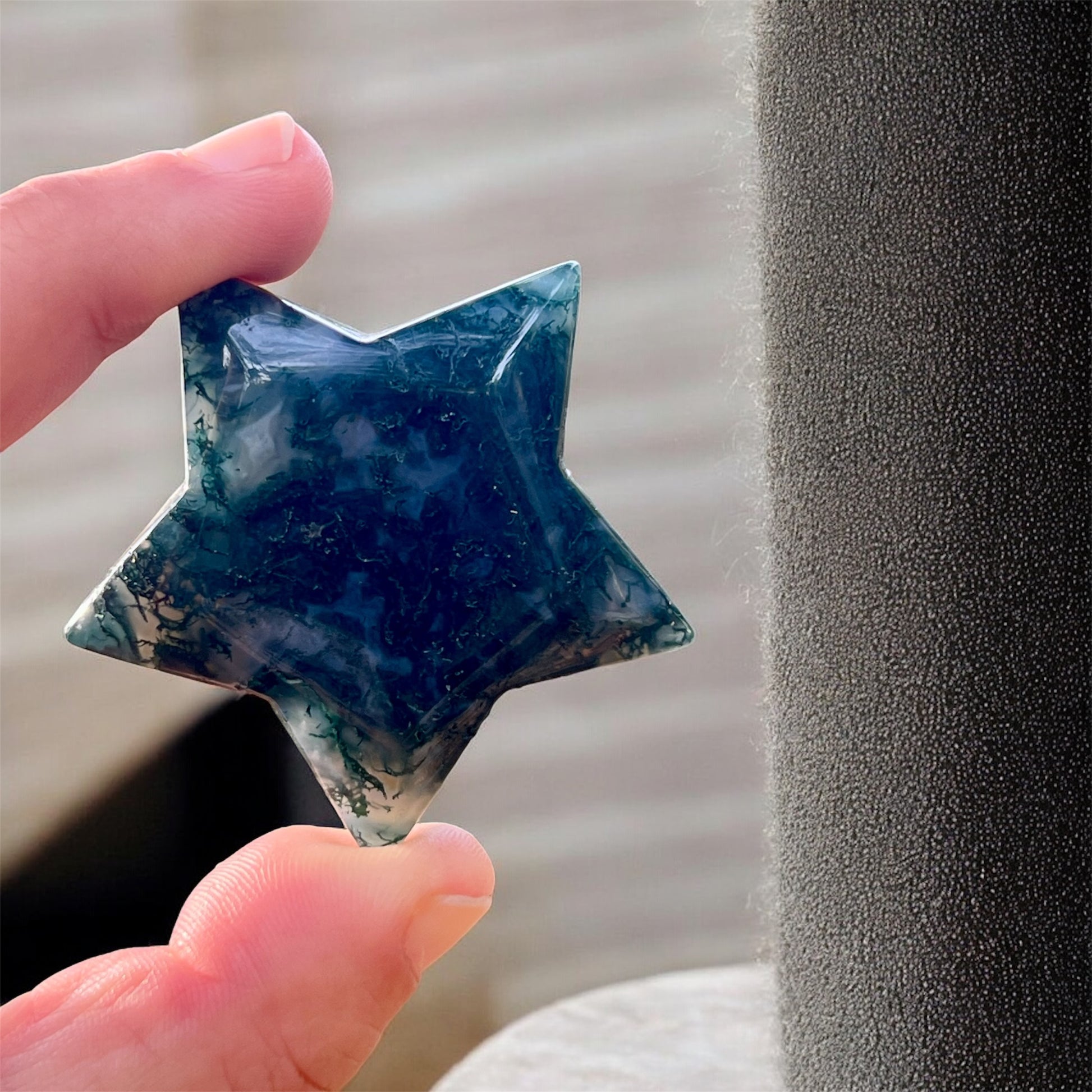 moss agate star crystal for grounding, growth & earth magic.