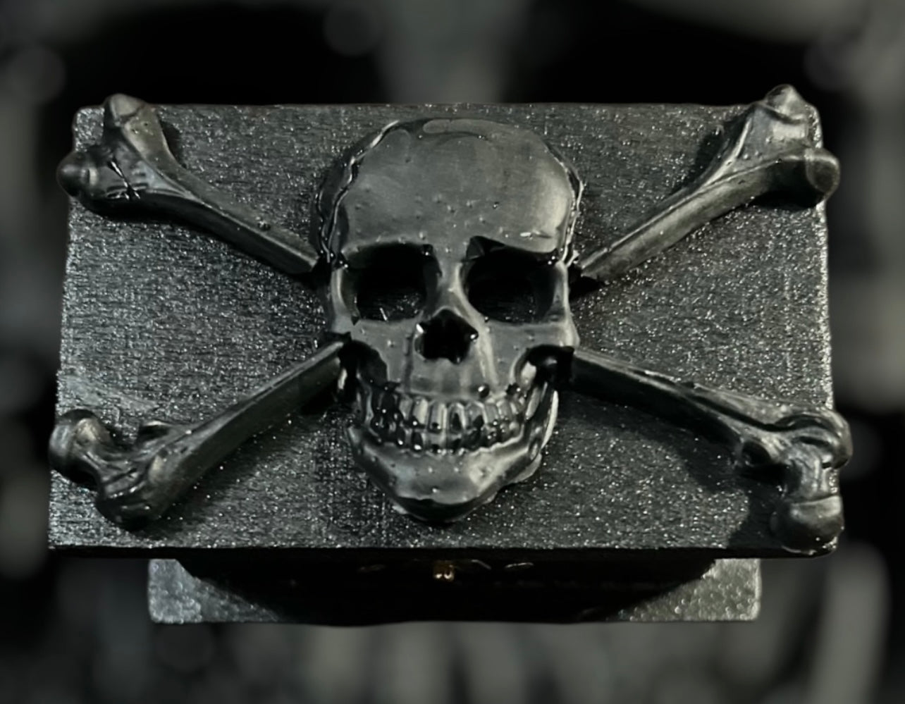 Small Decorative Wooden Box | Altar Trinket Storage Skull