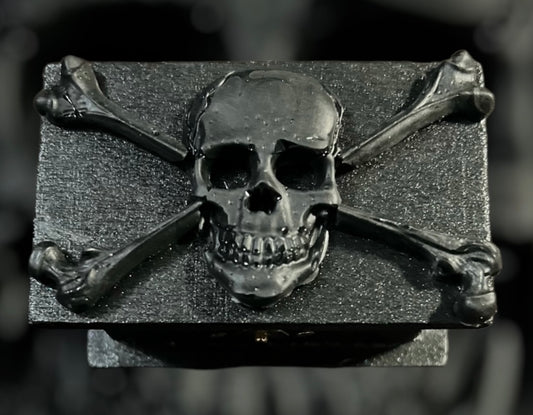 Small Decorative Wooden Box | Altar Trinket Storage Skull