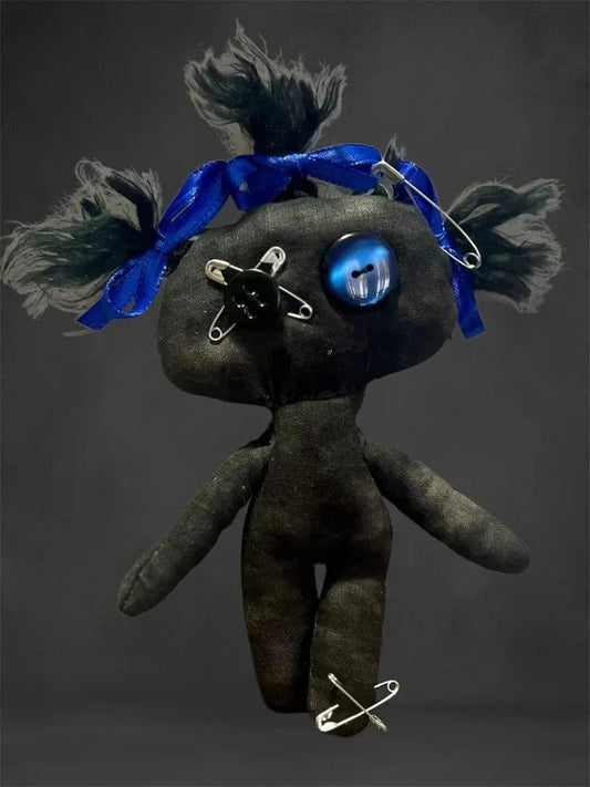 “Blue” – Misfit Mini Poppet Doll • Handmade Spirit Companion • One - of - a - Kind • Witchy Altar Décor - Lumiren The Haunted Cottage