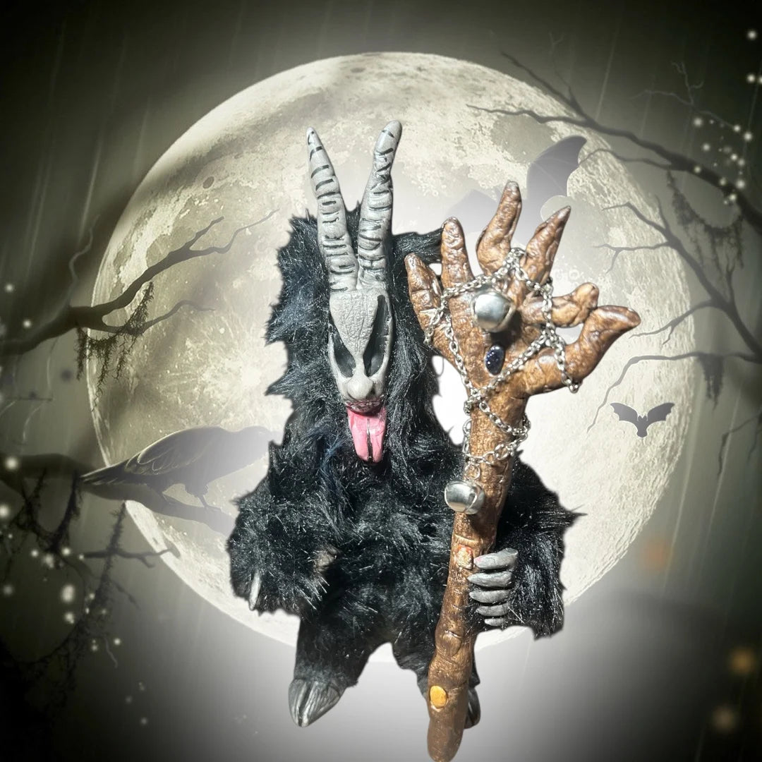 Krampus Figurine – Poseable Folklore Art With Staff