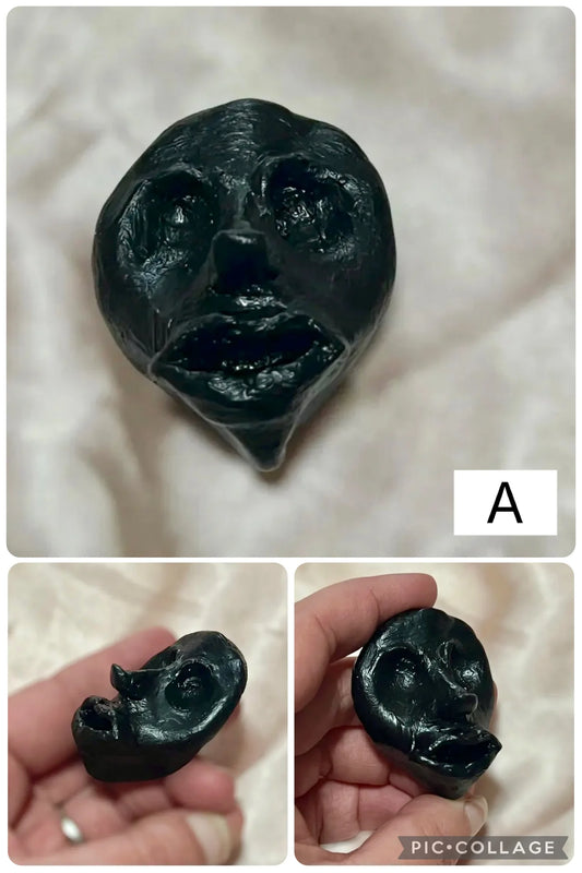 Lost Witch Protection Stone – Hand - Talisman with Handmade Clay Face & Protective Spell (A) - Lumiren The Haunted Cottage