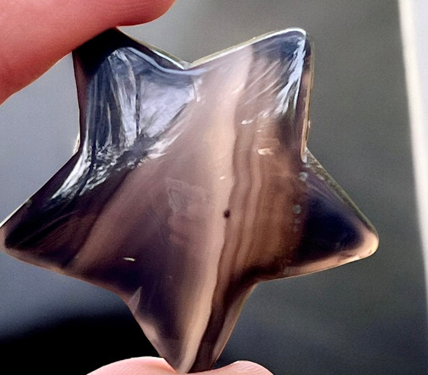 Powerful black agate star crystal for protection, grounding & shadow work.