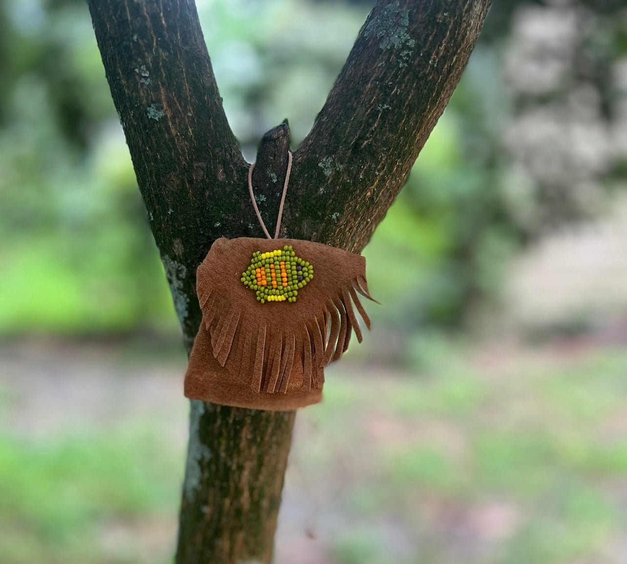 Handcrafted Vintage Medicine Bags – Protective Leather Amulets with Spell Work & Adjustable Neck Cord (E)