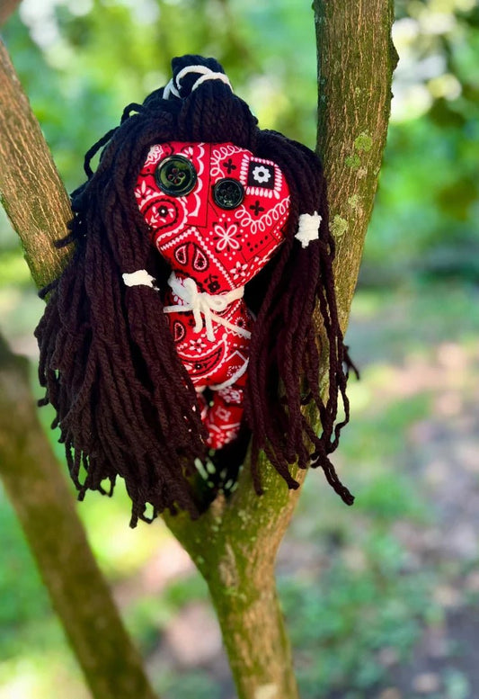 Red Bandana Poppet Doll: Misfit Goddess Decor, 7 - Inch - Lumiren The Haunted Cottage