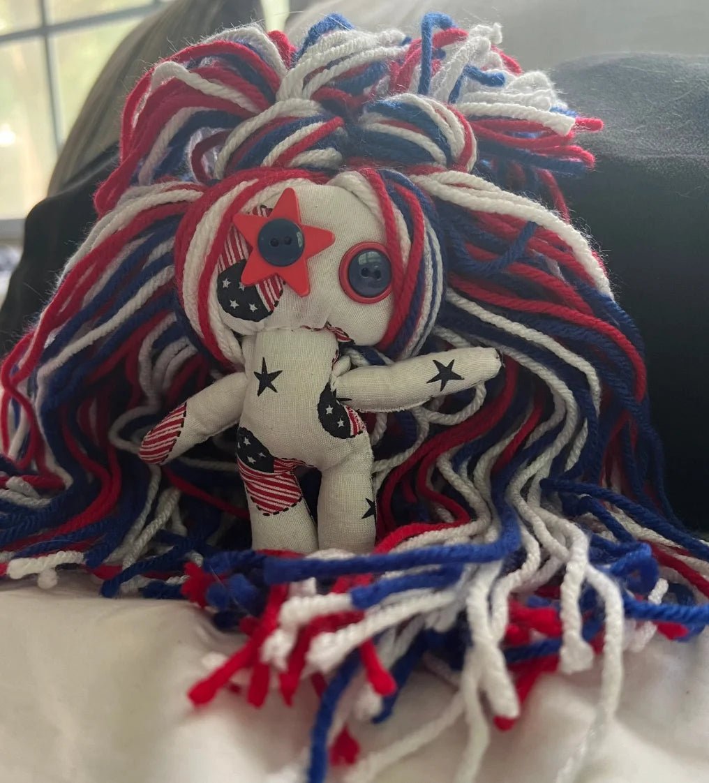 Red, White, and Blue patriotic rag doll - Lumiren The Haunted Cottage