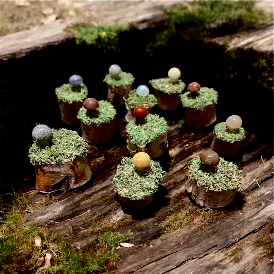 Mini Crystal Mushroom Fairy Garden Stump